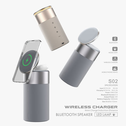 3 in 1 Bedside Speaker Lamp With Wireless Charging